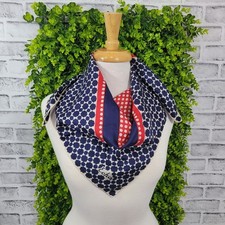 Vintage Echo Silk Scarf Red White Blue Patriotic Summer 30x30in