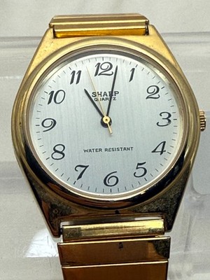 Sharp 243446 UCC377 36mm Quartz Gold Tone Stretch Watch New Battery