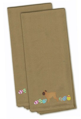 Brussels Griffon Easter Eggs Tan Embroidered Towel Set of 2 CK1617TNTWE