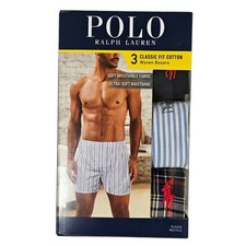 Polo Ralph Lauren Woven Boxers Men Large 3 Pairs Underwear Classic Fit Cotton