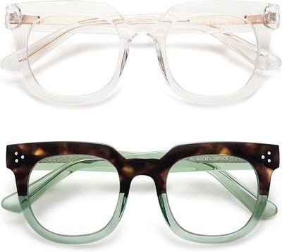 AMOMOMA Trendy Retro Oversized Anti-BlueLight Glasses Women (2-pack)