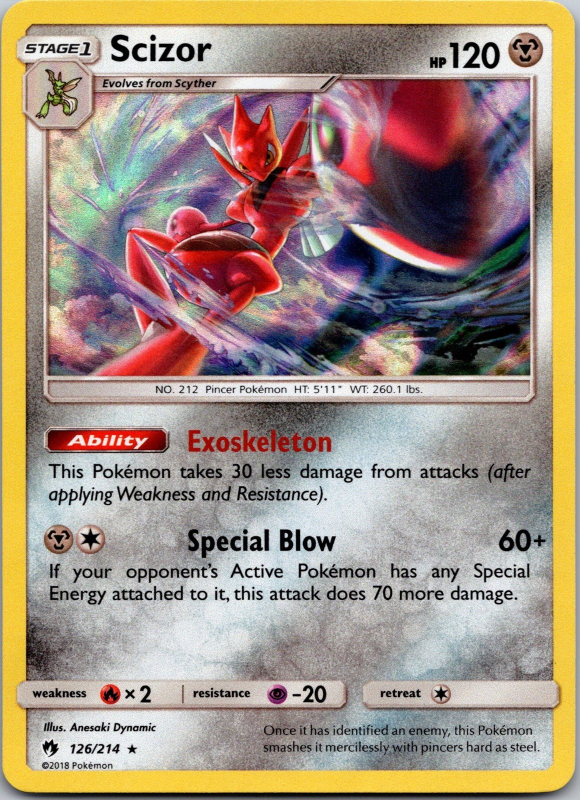Scizor Holo Holo Rare SM - Lost Thunder 126/214 NM