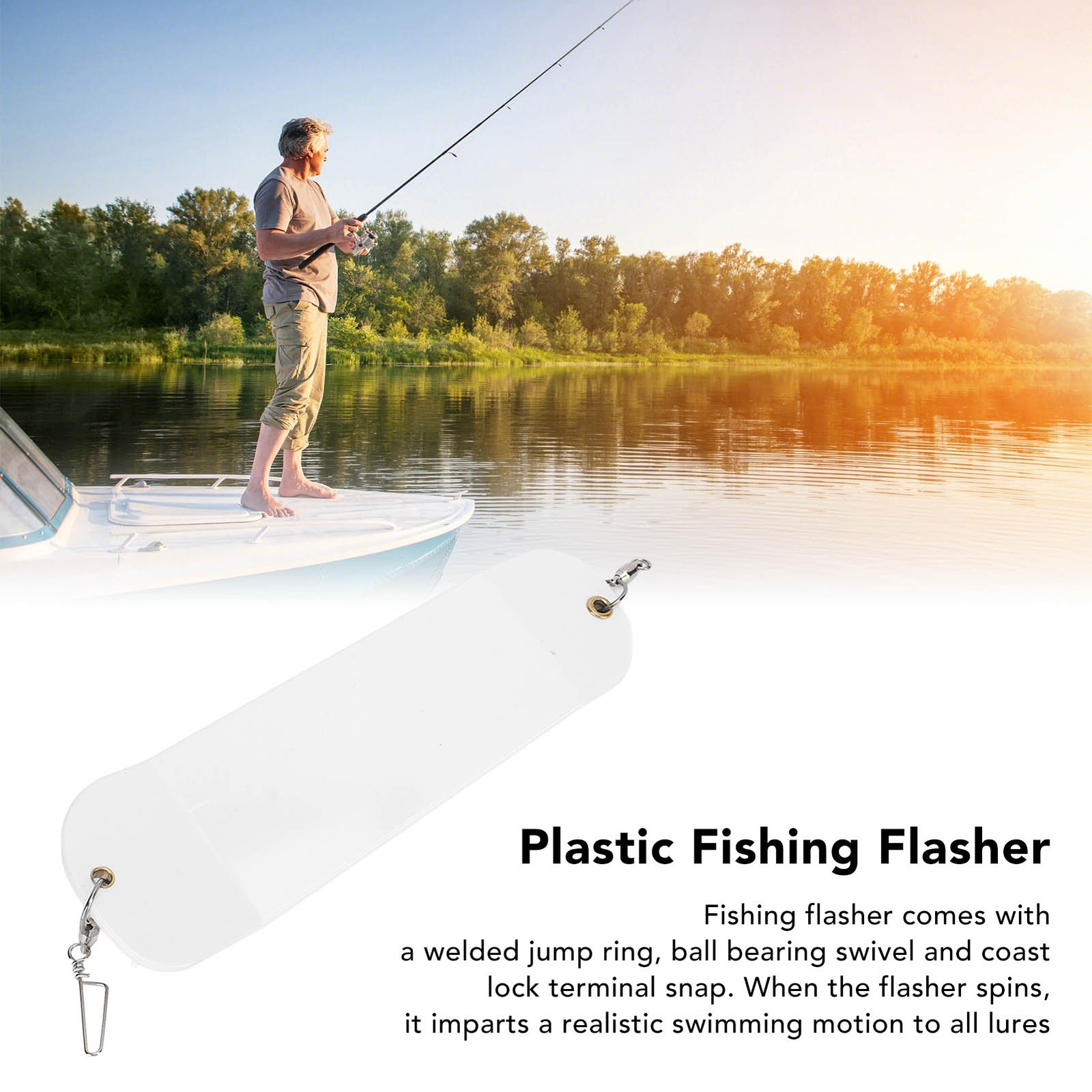 (White)Fishing Flasher Underwater Plastic Trolling Fishing Flasher For Fish BJ