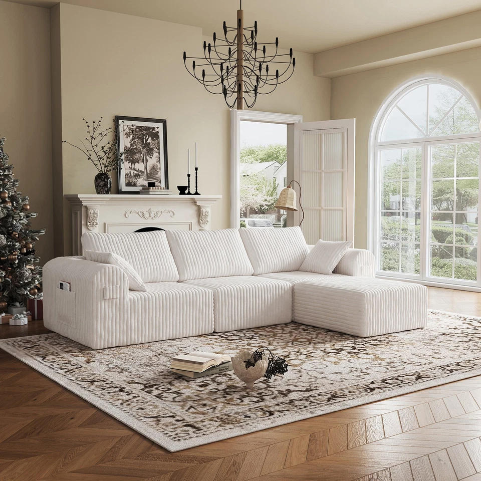 Sectional Couch Modular Sofa Divan Bed 106.3" L-shaped Boneless Combination Sofa - Image 4 of 4