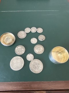 Sterling Silver Trinket Box With Sterling Silver And .500 Silver Coins 58.3grams