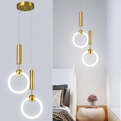 Modern LED Pendant Light Fixtures, Simplicity Gold Pendant Lighting,Circular Han