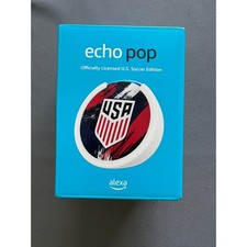 Amazon Echo Pop Smart Speaker Officially Licensed US Soccer Edition White Alexa