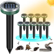 2-10pc Mole Repellent Ultrasonic Solar Powered Animal Repellent for Outdoor Lawn