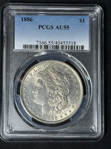 1886 $1 Morgan Silver Dollar AU-55