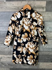 Anthropologie Maeve Mock Neck Mini Dress Size UK 12 Black Gold Floral Shift