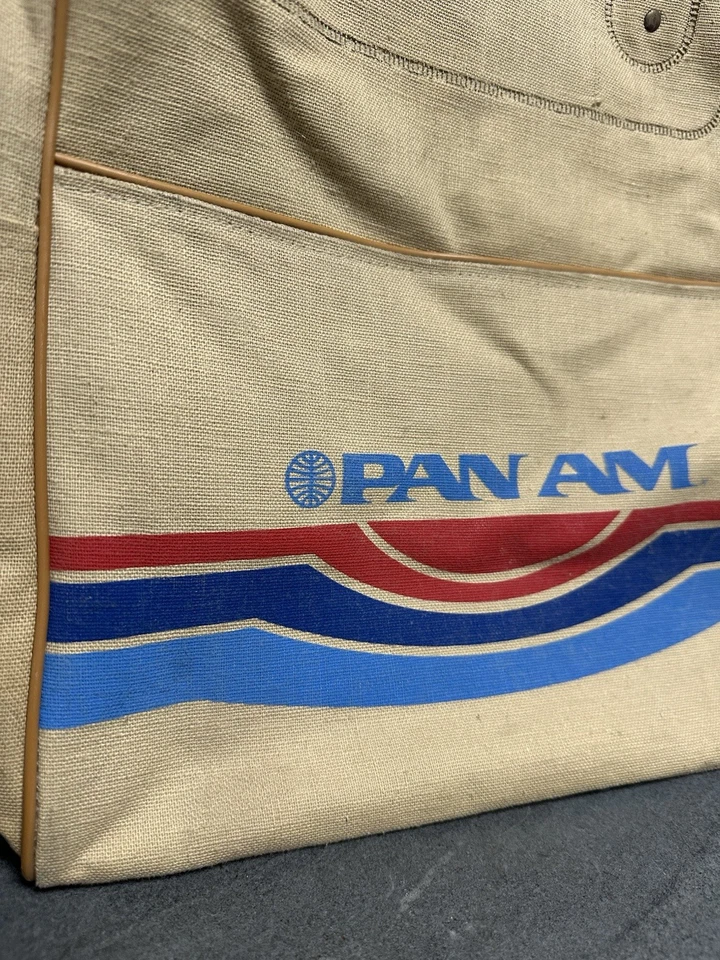 PAN AM Bag Fine Vintage Rucksack Leinen Tasche Flugzeug / Airline Reklame #425 - Bild 2 von 4