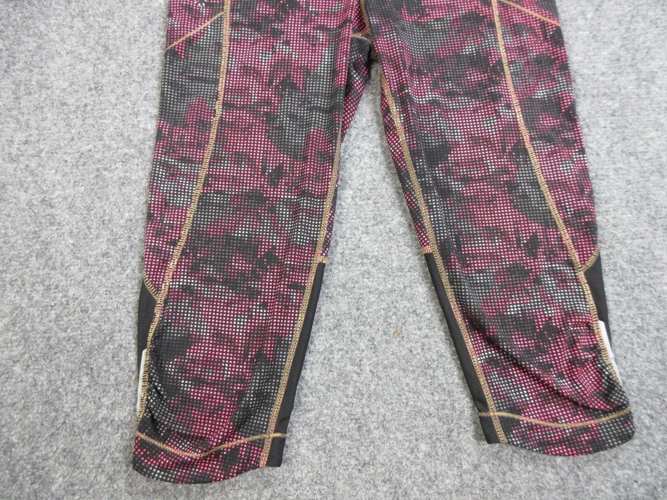 Leggings Athleta Feminina Pequena Roxa Rosa Preta Capri Cintura Alta Estampa Bolso Academia - Imagem 2 de 4