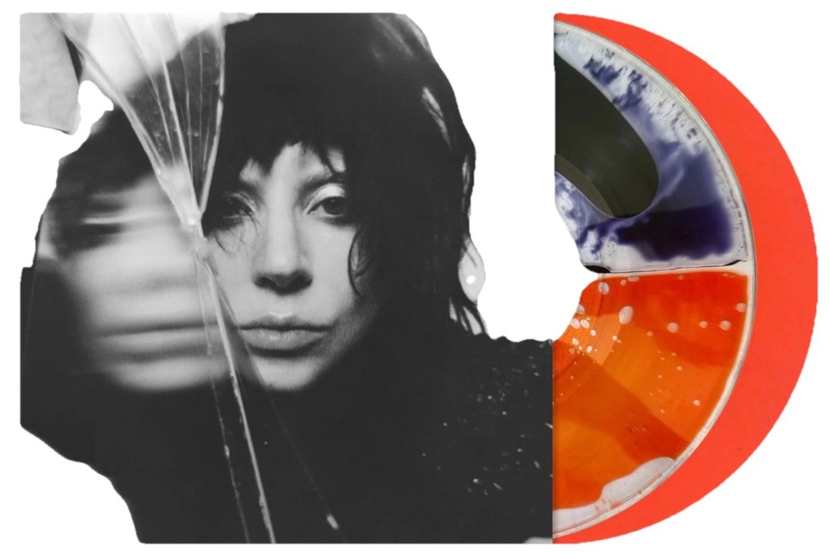 Lady Gaga Mayhem Split Orange and Black Liquid Vinyl In Hand Blood