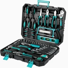 79 Piece Home Auto Repair Tool Kit, Plastic Toolbox with Wrench, Hand Tool Set