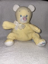 Vtg Eden Pastel Yellow Baby Bear Plush Stuffed Animal Vguc
