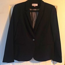 Calvin Klein Women  s Black Blazer 14P Petite Single Button Lined Pockets