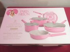 Paris Hilton 8 Piece Cast Aluminum Ceramic Nonstick Cookware Set Lush Dark Pink