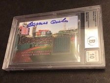 Beckett Gem Mint Auto Bernie Carbo Custom Card W/ Fenway Park Wall Pad Piece 335