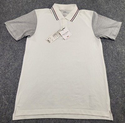 Uniqlo JW Anderson Roger Federer Mens Medium White/Gray Dry-Ex Tennis Polo Shirt
