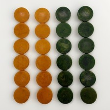 24 Catalin Butterscotch Green Swirl Bakelite Backgammon Checker Game Chips 1"