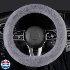 LACDL Fuzzy Winter Steering Wheel Covers for Women, Warm Cute Fluffy Car Whee