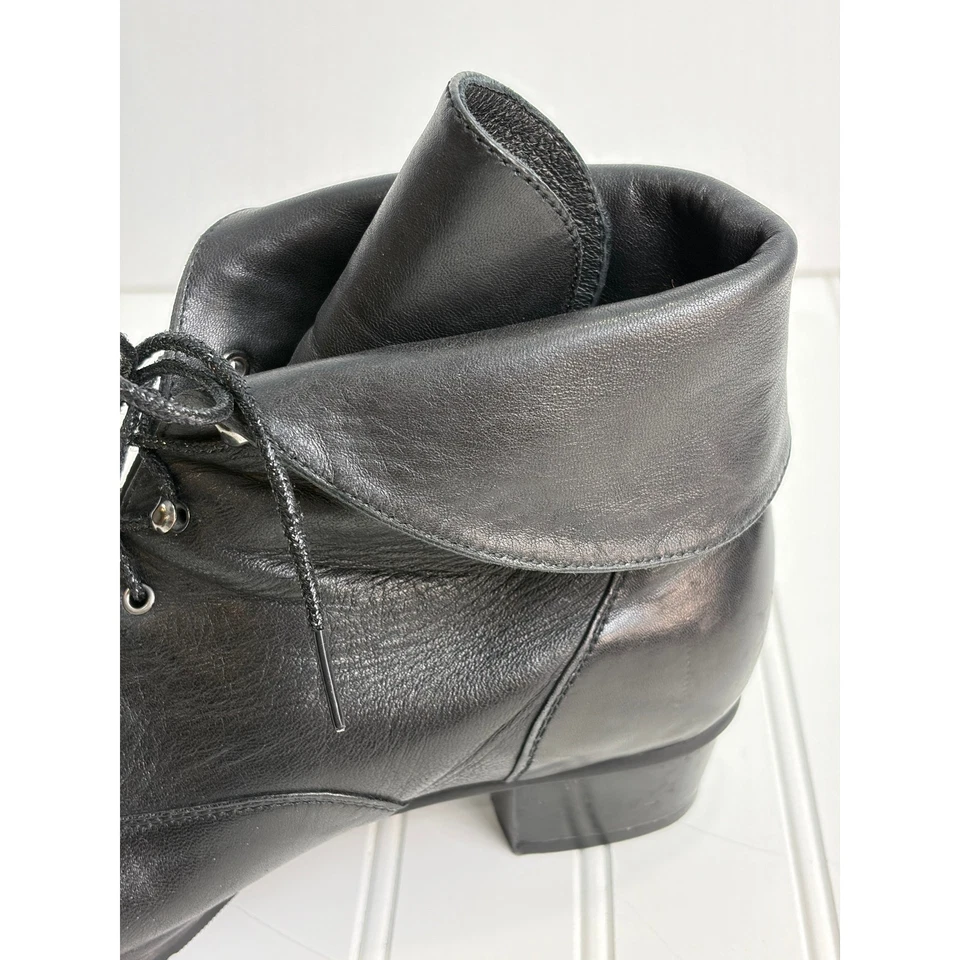 Spring Step Black Leather Lace-Up Ankle Boots 8.5 Vintage Victorian-Inspired - Image 2 of 4