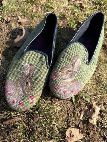 Soles by Paige Rabbit Needlepoint Loafers - Green Pink Women's Slip-On Shoes