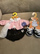 Build A Bear Pink Black Poodle Skirt Outfit With Matching Saddle Shoes