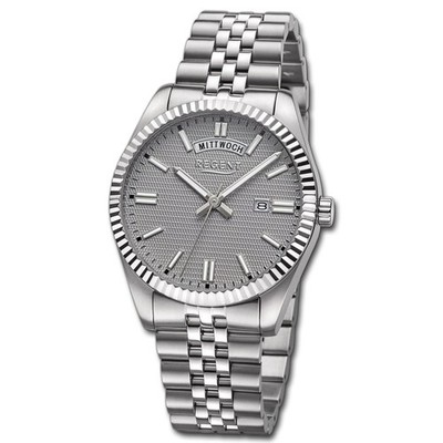 Regent Herrenuhr Edelstahl-Armbanduhr Analog Metallarmband silber URBA881