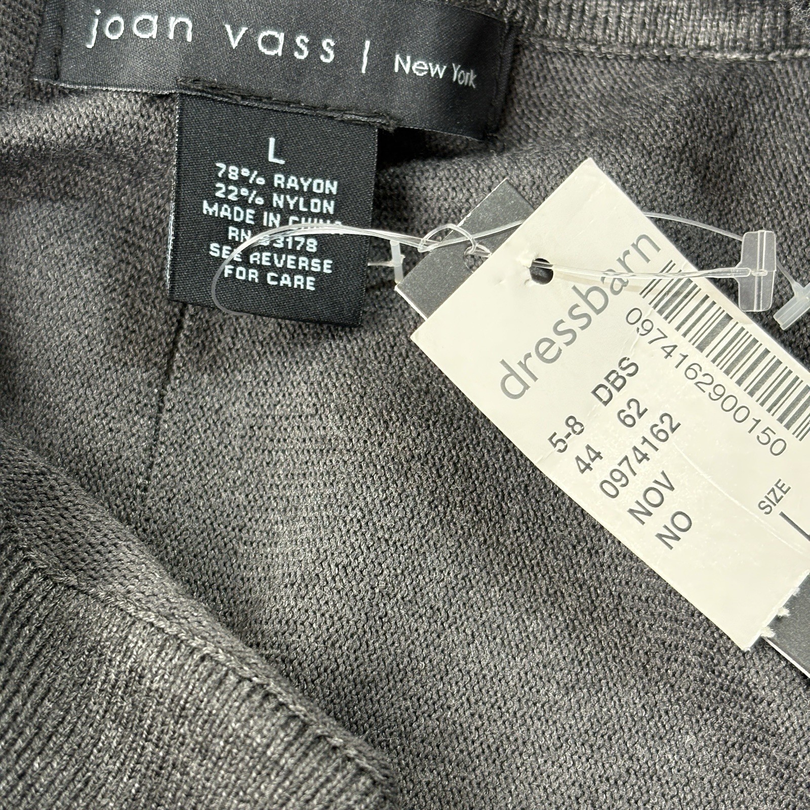 Joan Vass Tunic Top Women Lg L/S Cowl Neck Warm Simple Minimalist Capsule NEW