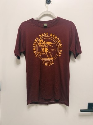Vintage 1985 Submarine Base Memorial Day 5 Miler T-Shirt Single Stitch Maroon M