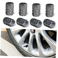 Car Tire Valve Stem Caps, Aluminum Alloy Wheel Valve Covers with 8 PCS Gray