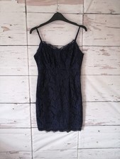 Missguided Womens Mini Dress Lace Sleeveless Strappy Party Size 10 Navy Blue