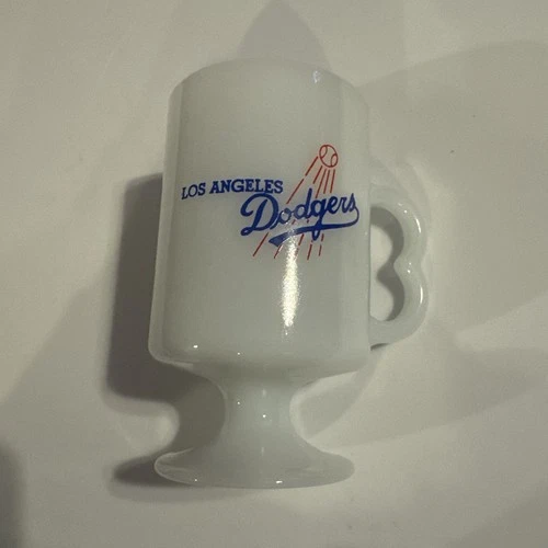 Vintage Los Angeles Dodgers Baseball Mug Coffee LA Milk Glass Pedestal Cup