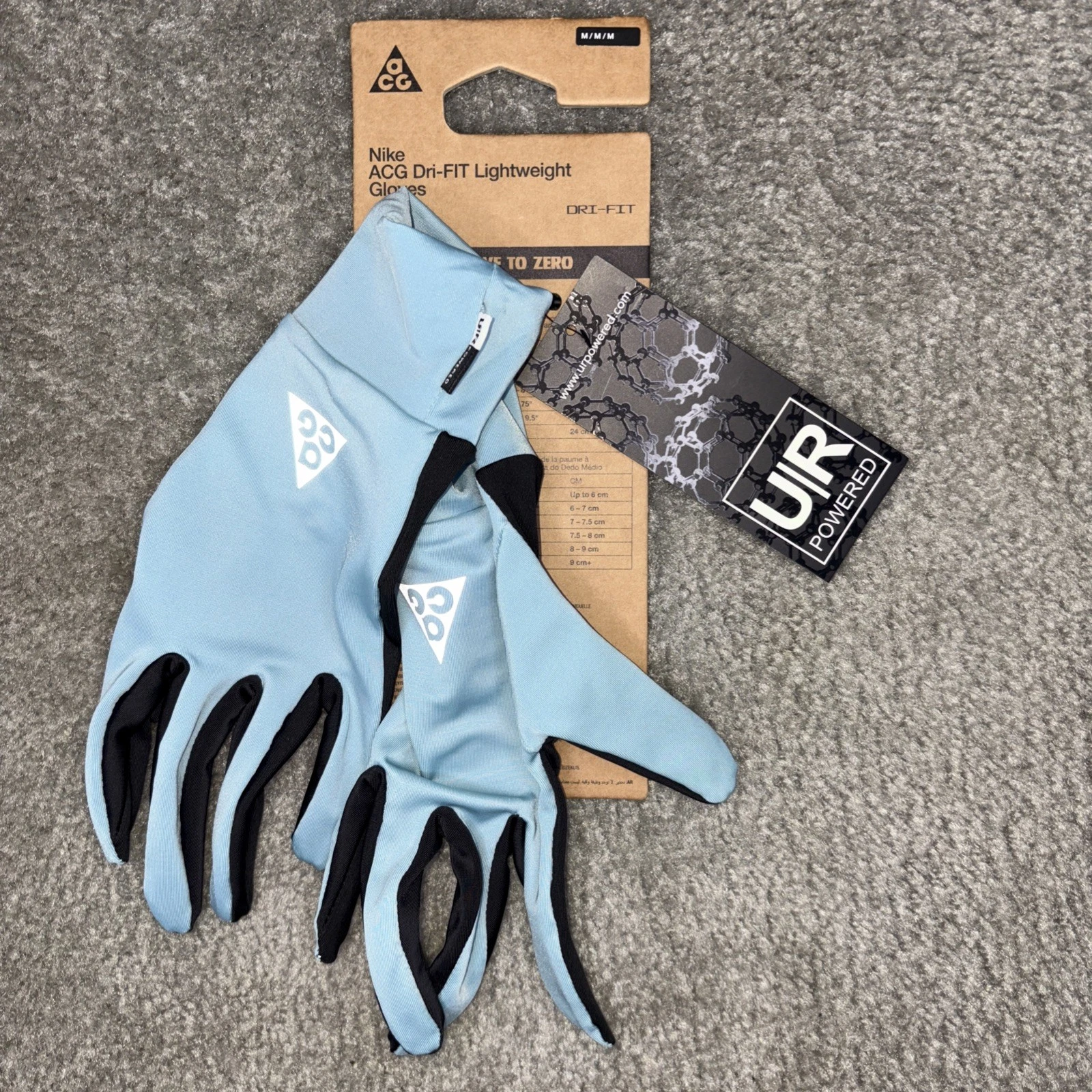 Nike ACG Gloves Mens Medium Blue Black Dri-FIT Lightweight Touchscreen Running