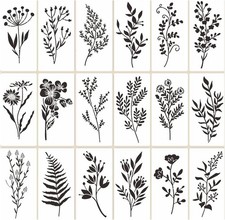 18 Pcs Reusable Wild Flower Stencils for Crafts, Painting, DIY Art