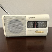 Vintage Sony Portable Radio AM FM Receiver ICF-380 White Works Great