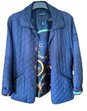Ralph Lauren Womens Quilted Barn Jacket Coat Navy Blue Size Large 12-14 Nautical