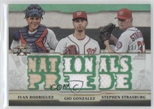 2014 Triple Threads Relic Combos Emerald 13/18 Ivan Rodriguez Gio Gonzalez 3w8