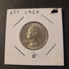 1950-D Washington Silver Quarter In About Uncirculated Condition