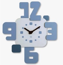 Orologio CON PENDOLO da Parete Moderno in Legno, Design Minimal Numeri Grandi 3D