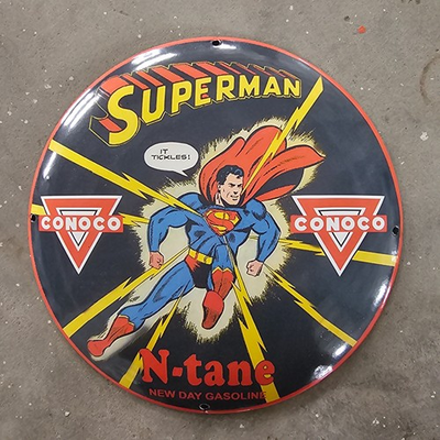 #ad #ad VINTAGE CONVEX CONOCO SUPER NTANE US GASOLINE OIL GAS PUMP ENAMEL PORCELAIN SIGN $104.99