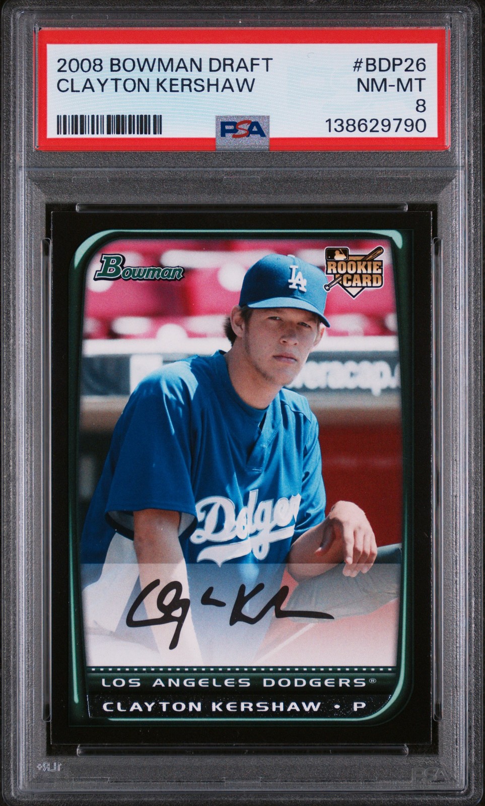 2008 BOWMAN DRAFT #BDP26 CLAYTON KERSHAW ROOKIE RC PSA 8