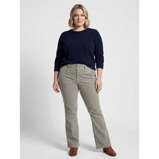 American Eagle Grey Corduroy Flare Pants Double Button Stretch Size 14 R