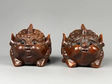 Old Collection Crafts Ruiju Hiten Pixiu Money  Lucky Charm boxwood Ornaments