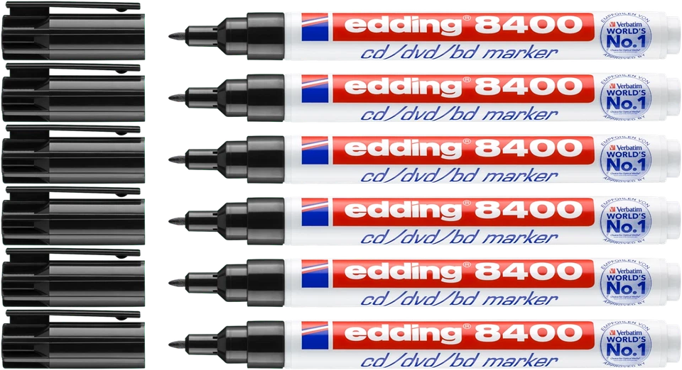 6x edding 8400 CD/DVD/BD Marker schwarz