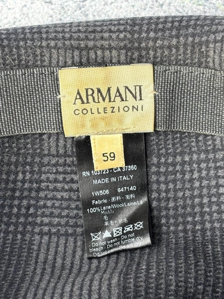 Sombrero para Hombres Armani Collezioni Talla 59 Negro Lana Exterior Fieltro Fedora Hat Foto 3 de 4