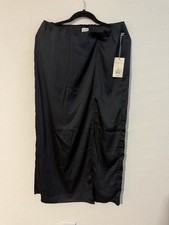 a.new day Women's Black Solid Pull-On Midi Skirt w/ Slit, Size M Regular