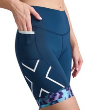 New 2XU Women Core 7" Tri Shorts Small Moonlight White WT6442B