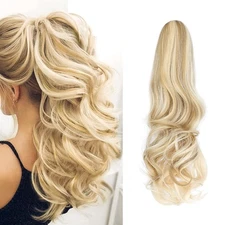 Leterly Ponytail Extension Clip in Claw 18" Curly Wavy Pony Tails Clip-on Lon